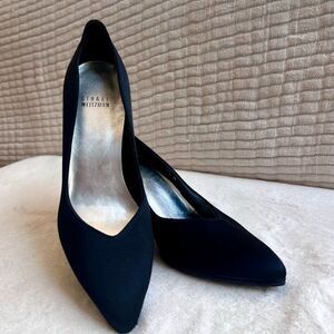 Stuart Weitzman‎ Womens Black Curvy Pointed Stiletto Heeled Pump Size 7 1/2